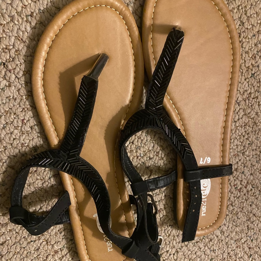 Black beaded sandals